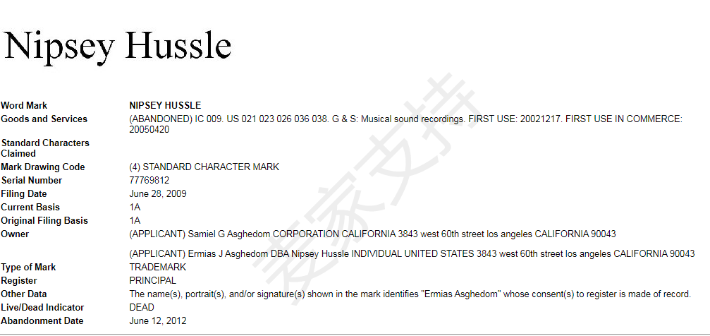 Case No.21-CV-6311: Nipsey Hussle is represented by GBC Law Firm, and there are infringement pits everywhere, so the seller should be vigilant.