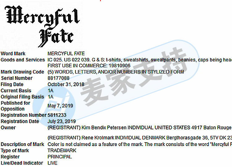 Attention! Keith represents another band to defend rights! The Danish MERCYFUL FATE band recently filed a case, and the seller checked it off the shelf as soon as possible!