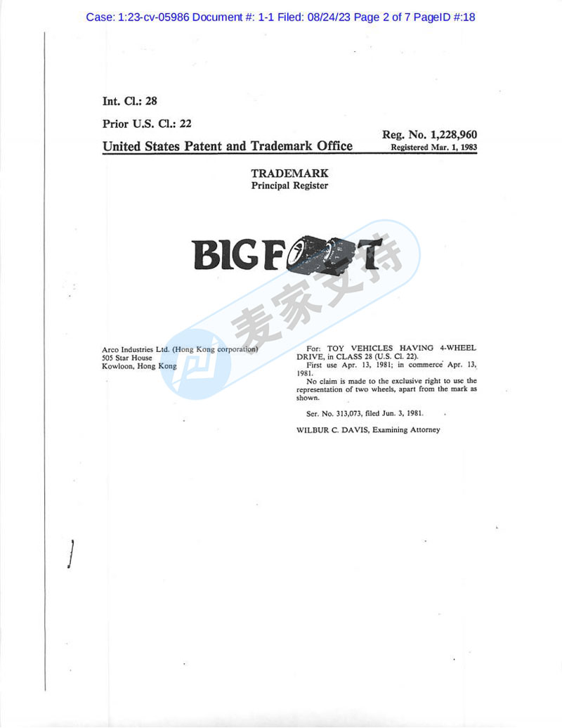 Listen to advice! HSP Law Firm's agent Bigfoot bigfoot truck trademark rights protection has never been suspended, and cross-border e-commerce can't be sold.