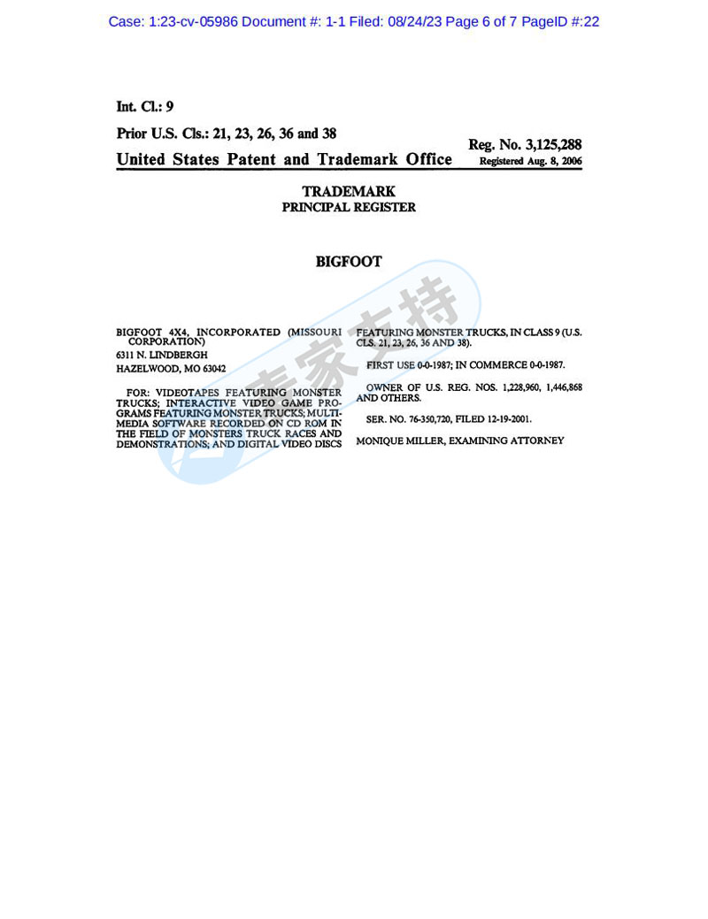 Listen to advice! HSP Law Firm's agent Bigfoot bigfoot truck trademark rights protection has never been suspended, and cross-border e-commerce can't be sold.