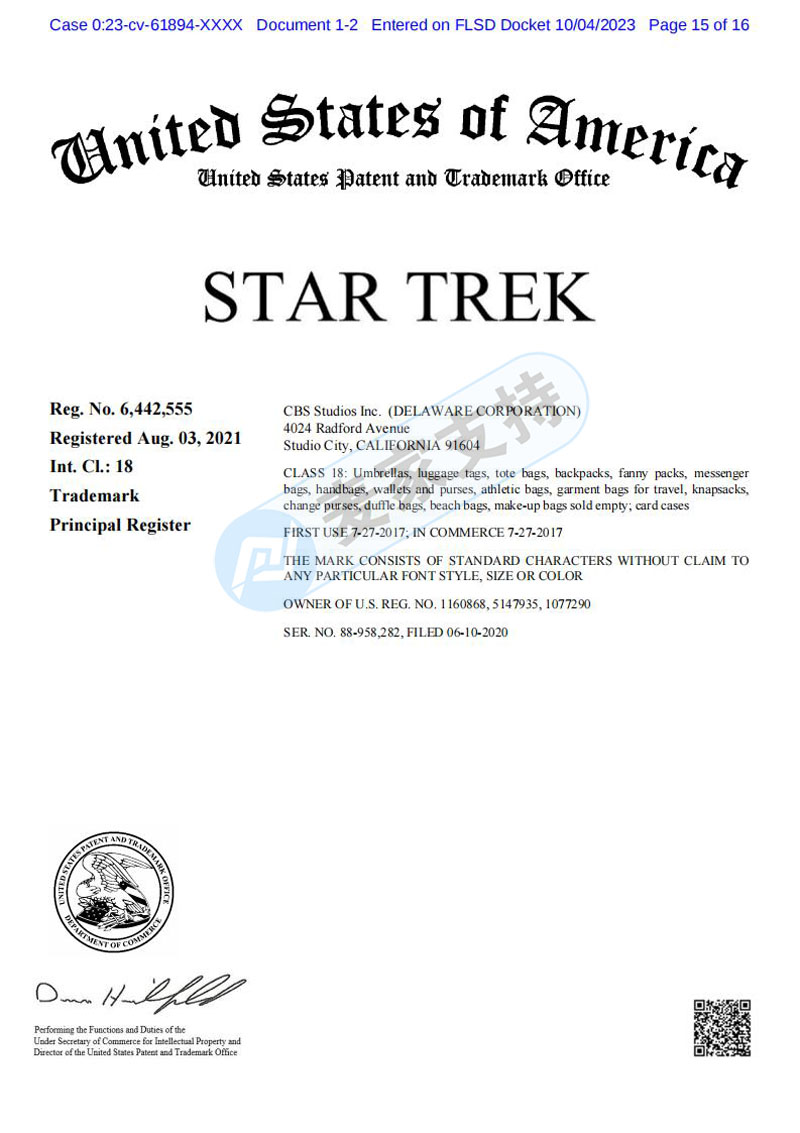 Quick check! SMG Law Firm has filed a case on behalf of Star Trek, a global IP film and television company.